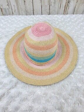 H&M Striped Pastel Wide Brim Sun Hat Size 4-6 Years